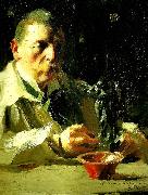 Anders Zorn sjalvportratt med faun och nymf painting